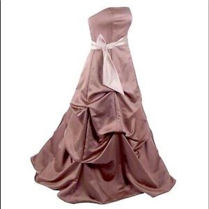 David's Bridal Strapless Satin Gown, Latte, 18